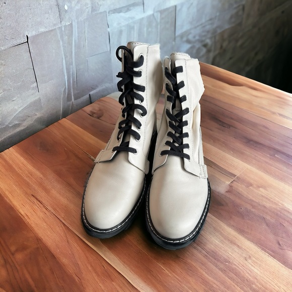 rag & bone Shiloh combat boot in Antique White cream white leather 40 - Picture 2 of 8